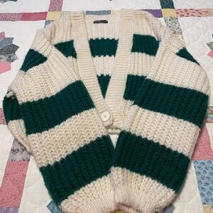 Striped Green and Cream Women's Sweater